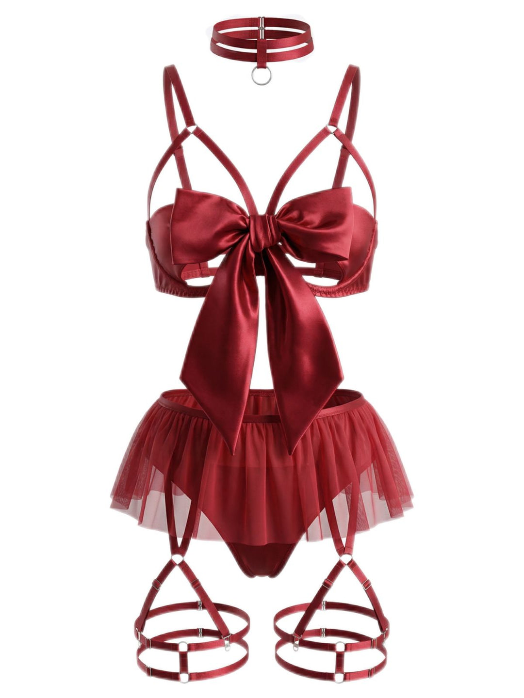 Bow Mesh Patchwork Pajamas Set - vintage fashion, retro style