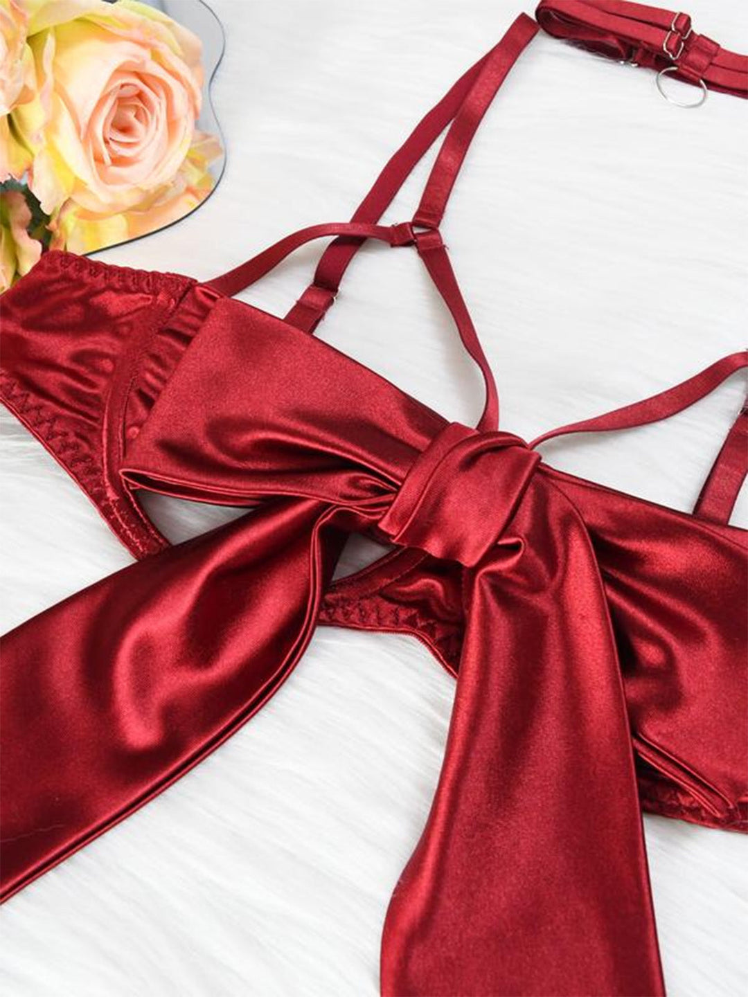 Bow Mesh Patchwork Pajamas Set - vintage fashion, retro style