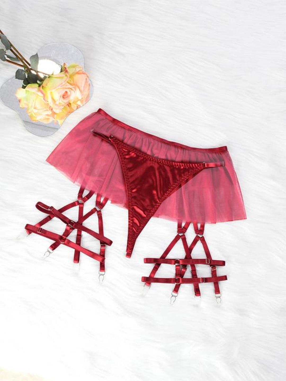 Bow Mesh Patchwork Pajamas Set - vintage fashion, retro style