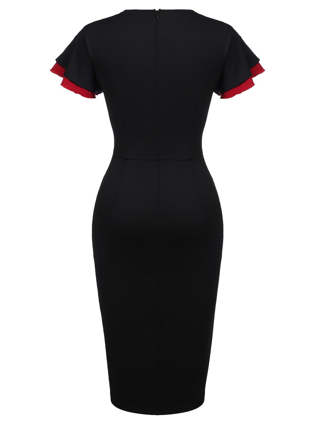 1960s Button Slit Bodycon Dress, classic 1960s style elegant retro fashion - Image 2