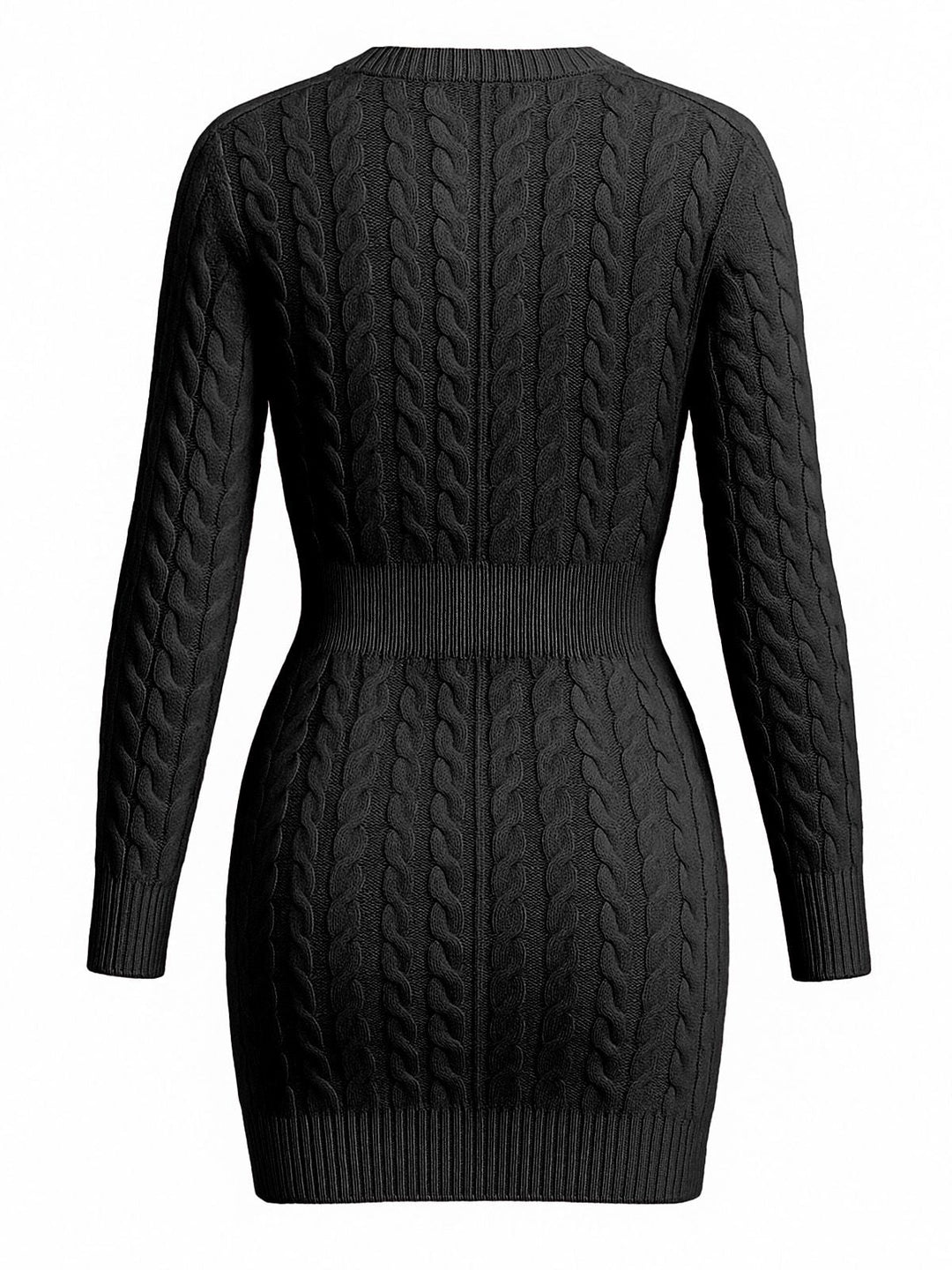 1960s Cable Knit Long Sleeves Dress - vintage dress, retro fashion