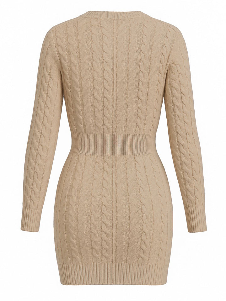 1960s Cable Knit Long Sleeves Dress - vintage dress, retro fashion