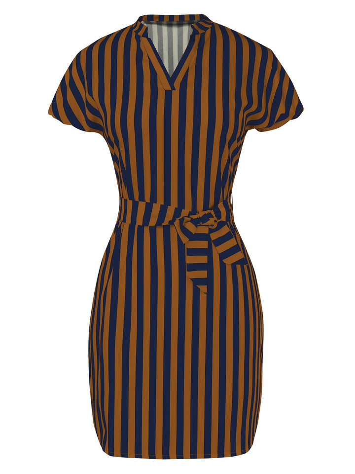 1960s Cap Sleeve Vertical Stripe Pencil Dress, vintage dress, retro fashion - perfect for women who love vintage and retro fashion