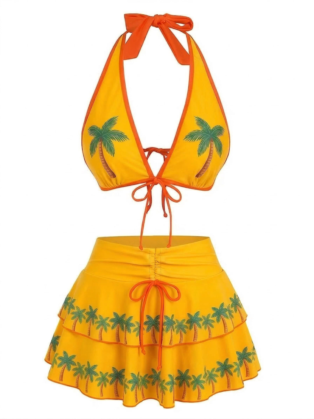 1960s Cherry Print Tie-Front Layered Bikini Set - vintage fashion, retro style, elegant red