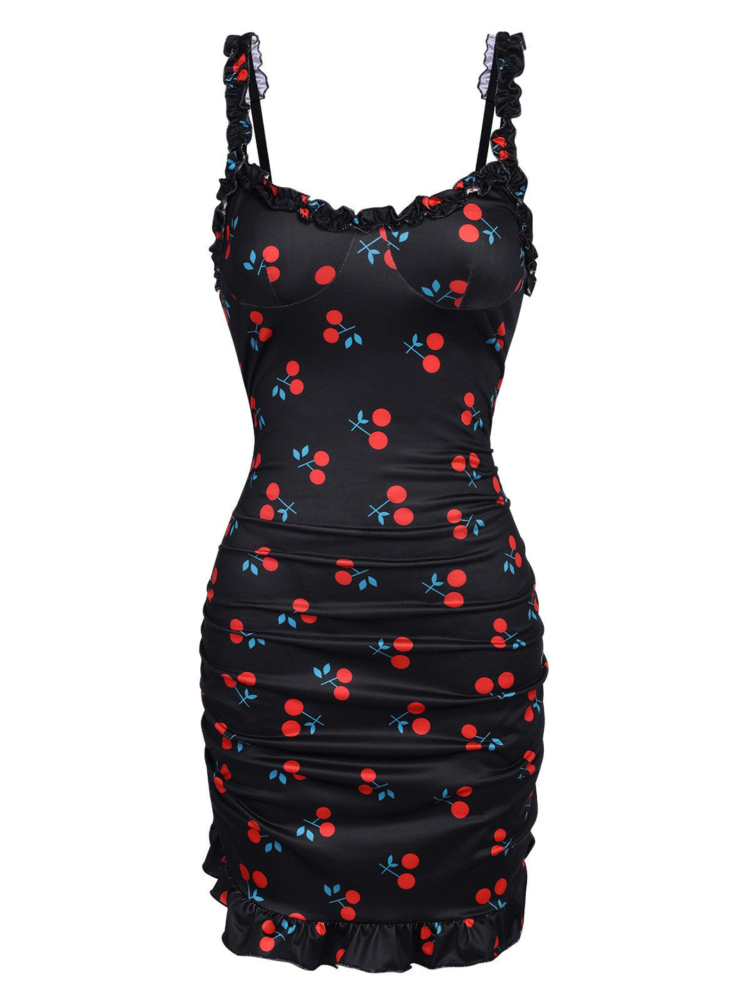 Cherry Ruffled Hem Straps Nightgown: where romance meets her modern spirit