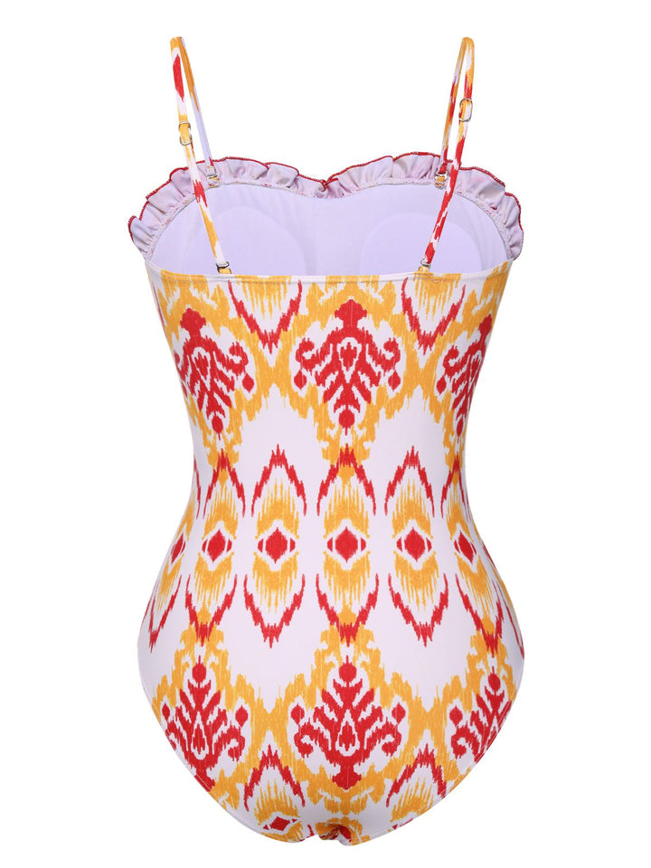 1960s Chevron Smocking Strap Bandeau Swimsuit, vintage swimsuit, pin-up swimwear - perfect for women who love vintage and retro fashion