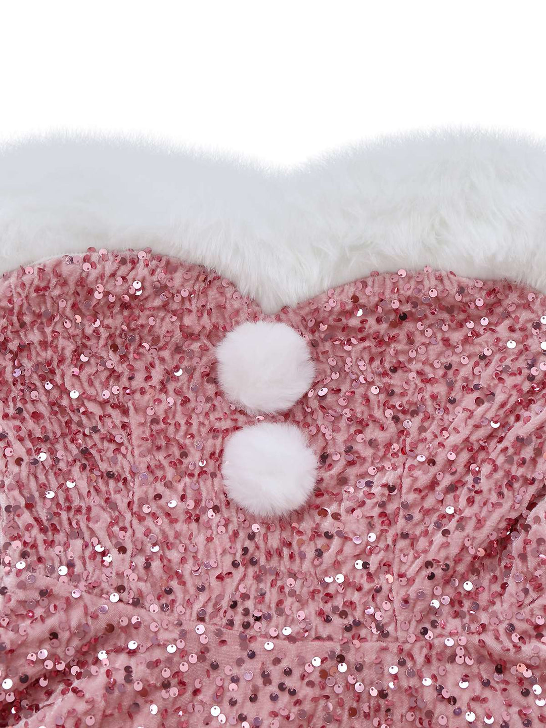 1960s Christmas Fur Sequin Strapless Dress - vintage dress, fashion