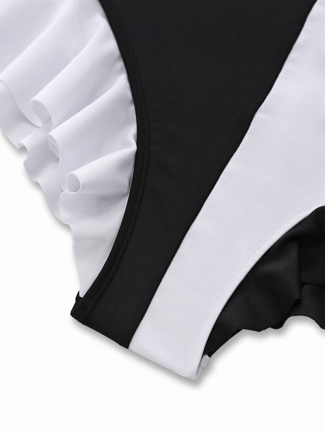 1960s Color Block Ruffle One Piece Swimsuit - vintage swimsuit, pin-up style
