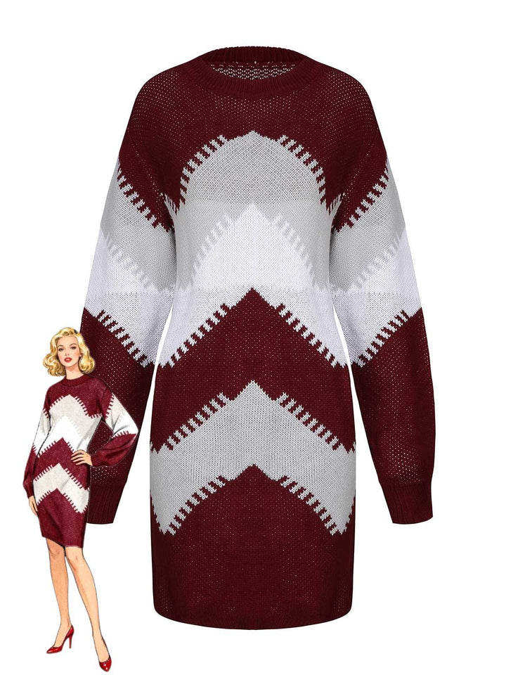 1960s Colorblock Knit Sweater Dress - vintage dress, retro fashion