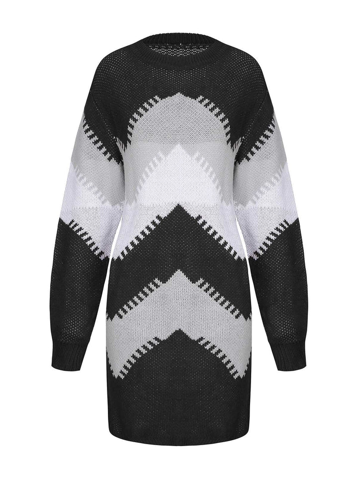 1960s Colorblock Knit Sweater Dress - vintage dress, retro fashion