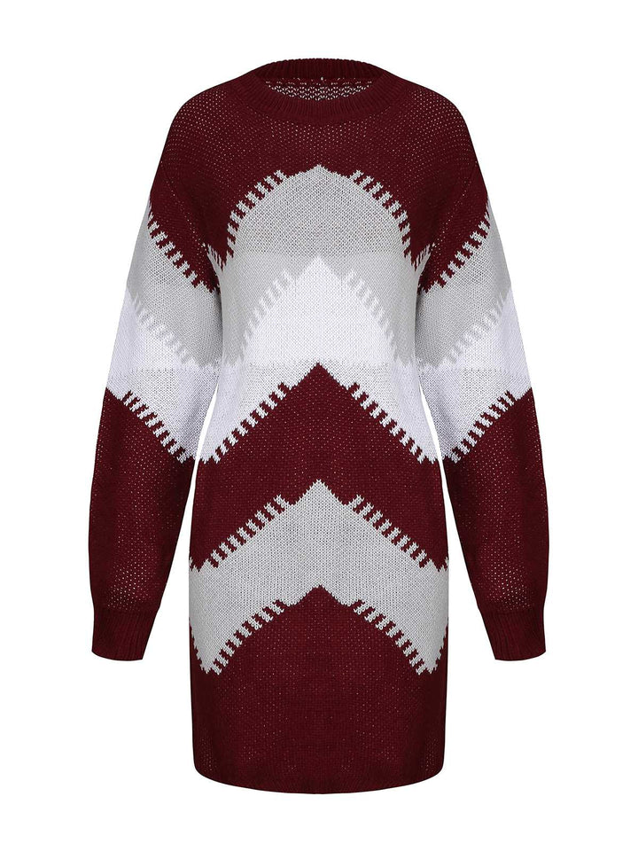 1960s Colorblock Knit Sweater Dress - vintage dress, retro fashion