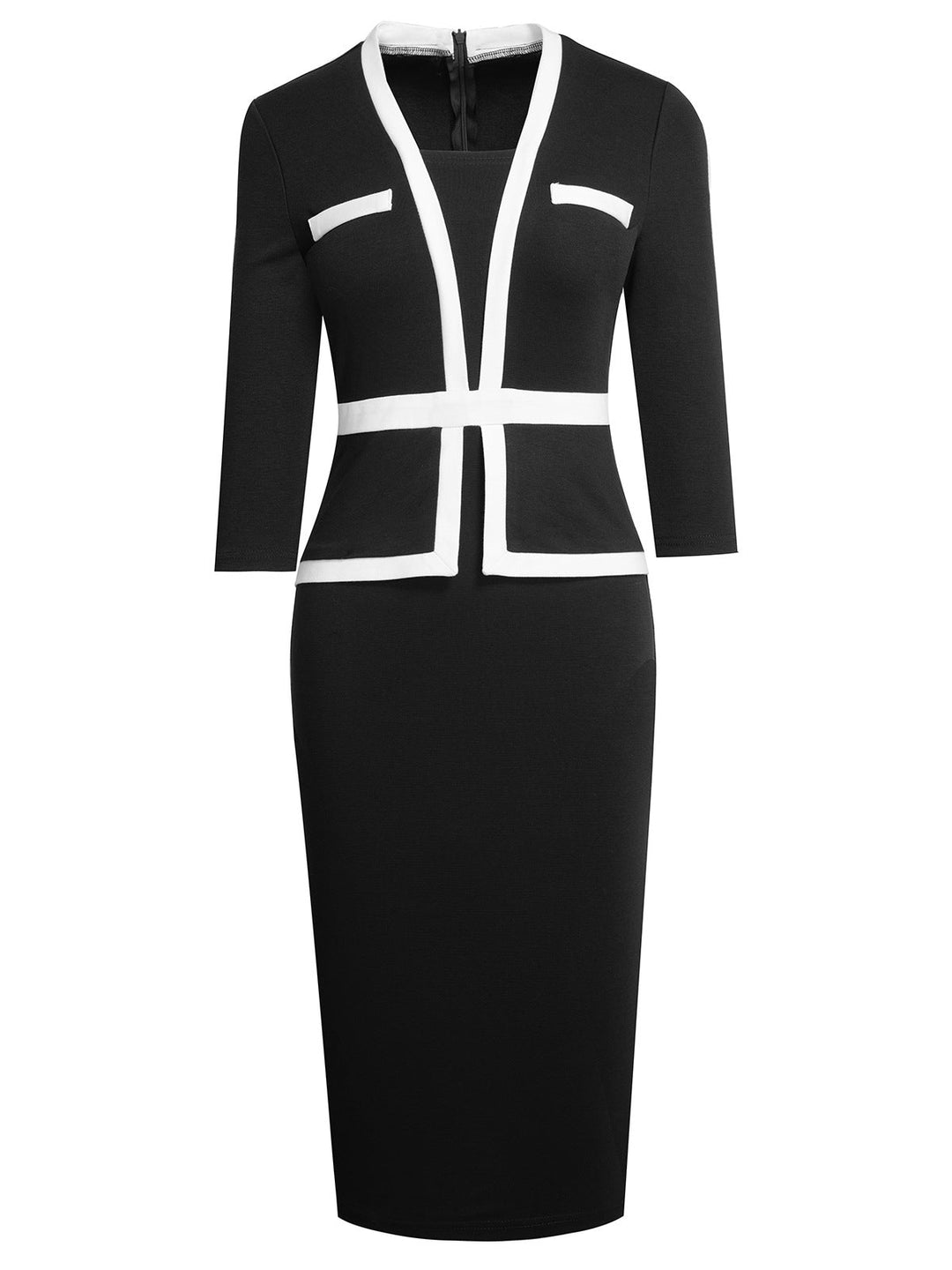 She slips into this 1960s Contrast Trim Bodycon Dress and suddenly it&