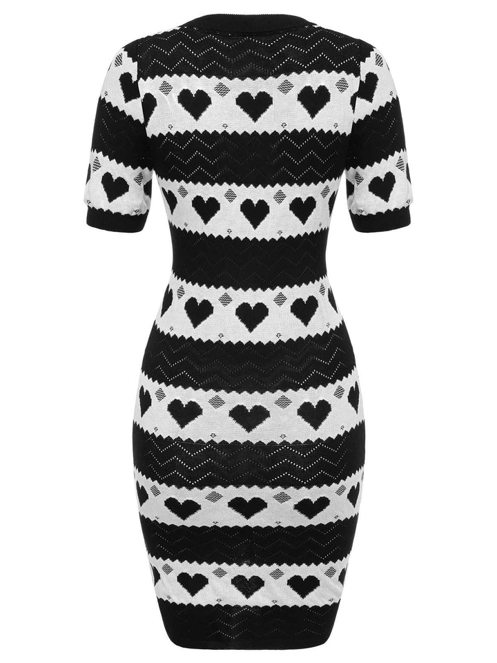 1960s Contrasting Heart Knitting Dress — vintage elegance for the modern woman