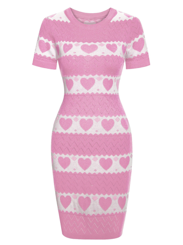 1960s Contrasting Heart Knitting Dress — vintage elegance for the modern woman