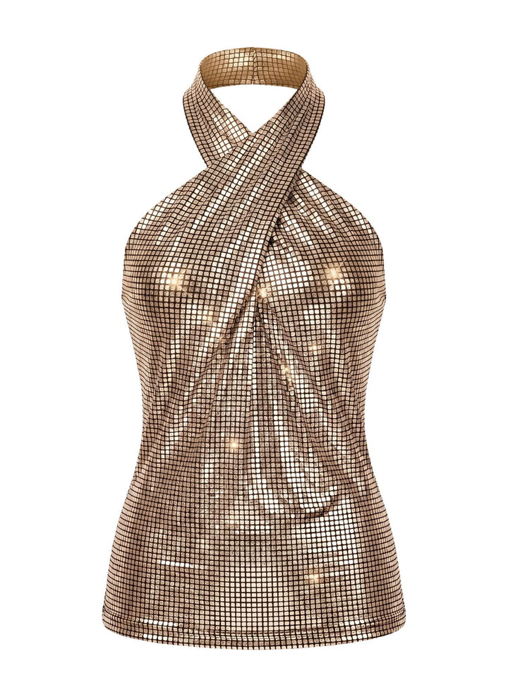 1960s Halter Sequin Vintage Classic Top