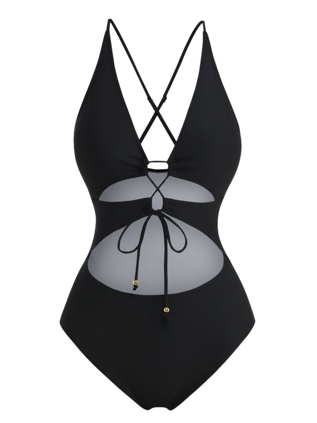 Cutout Lace-Up Plunging One-Piece Swimsuit, vintage swimsuit, swimwear - perfect for women who love vintage and retro fashion
