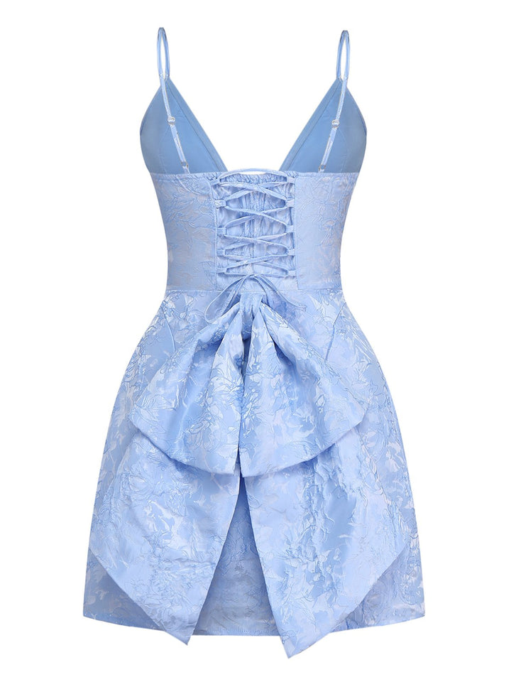 1960s Deep V Floral Lace Bow Strap Dress - vintage dress, retro fashion
