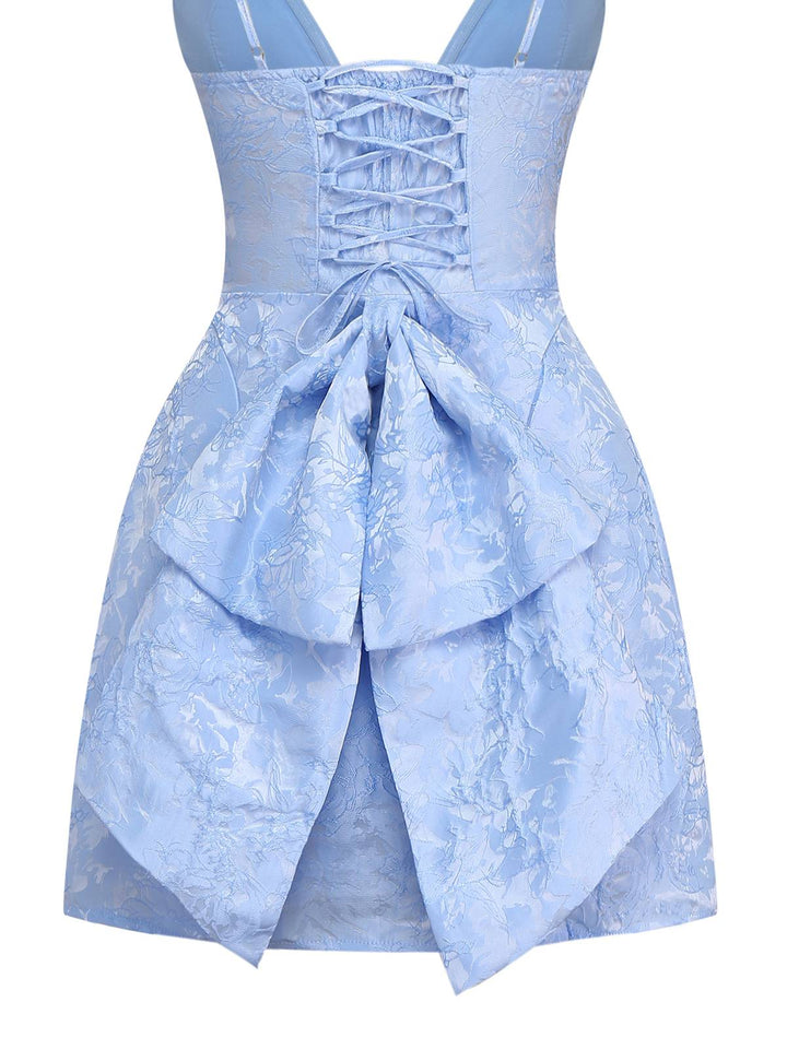 1960s Deep V Floral Lace Bow Strap Dress - vintage dress, retro fashion