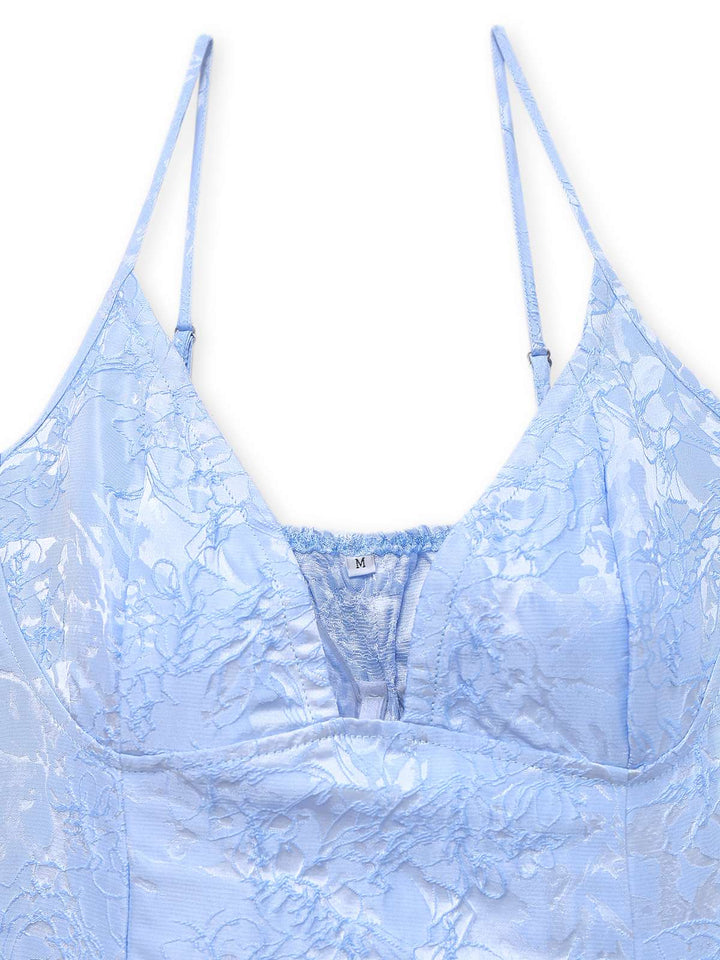 1960s Deep V Floral Lace Bow Strap Dress - vintage dress, retro fashion