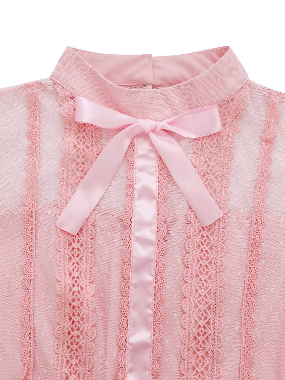 Pink 1960s Lace Trim Ribbon Bow Sleeveless Tulle Dress - vintage dress, retro fashion