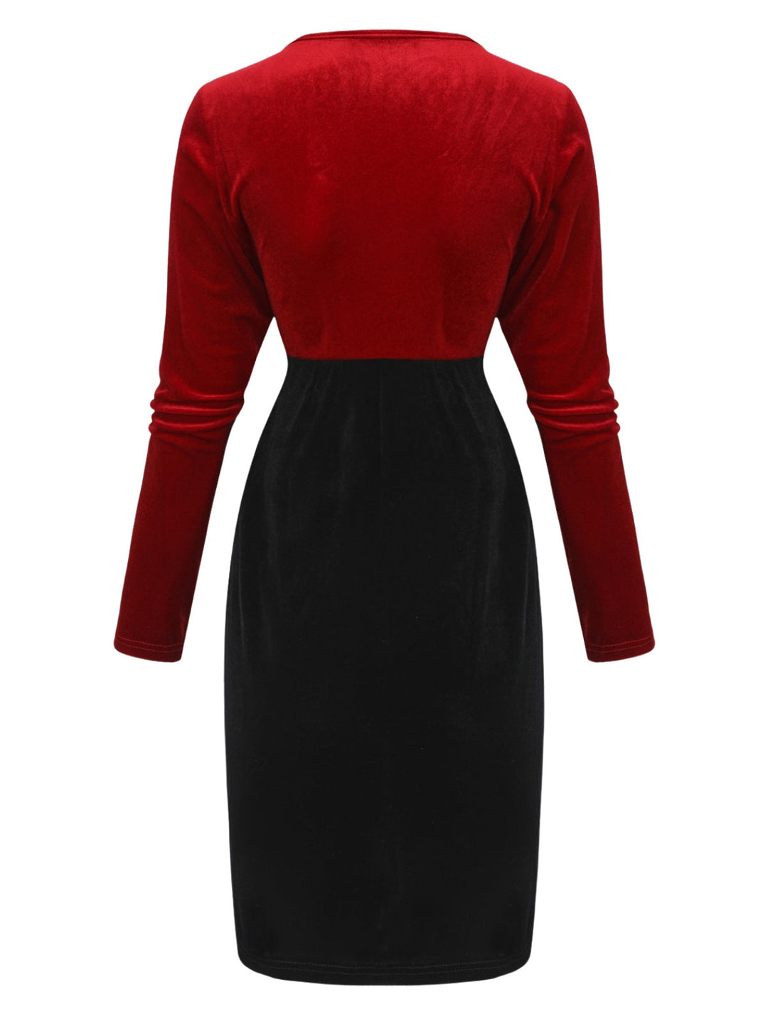 Red &amp; Black 1960s Velvet Twisted V-Neck Bodycon Dress - vintage dress, retro fashion, classic black