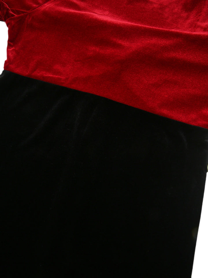 Red &amp; Black 1960s Velvet Twisted V-Neck Bodycon Dress - vintage dress, retro fashion, classic black