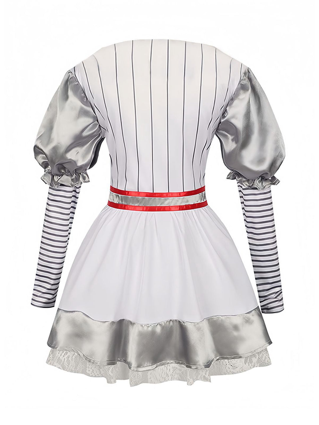Silver 1960s Halloween IT Pennywise Striped Puff Sleeve Puffy Dress - vintage dress, retro fashion