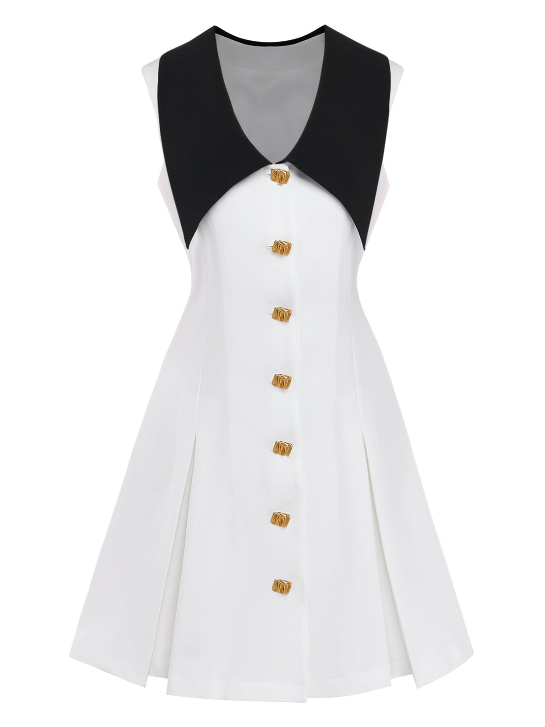 White 1960s Chelsea Collar Sleeveless Colorblock Mini Dress - vintage dress, retro fashion, pure white