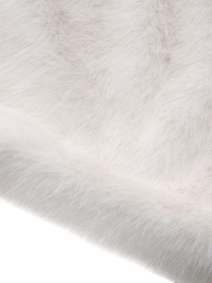 White 1960s Christmas Faux Fur Trim Off-Shoulder Dress - vintage dress, fashion, pure white