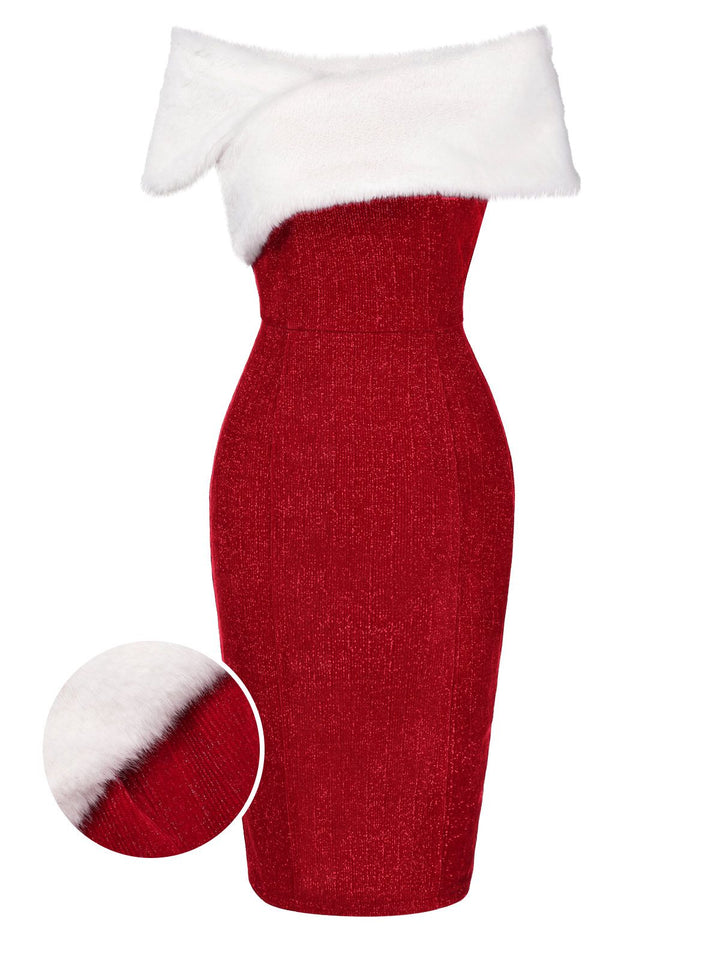 1960s Faux Fur Off-Shoulder Dress: where 1960s romance meets her modern spirit
