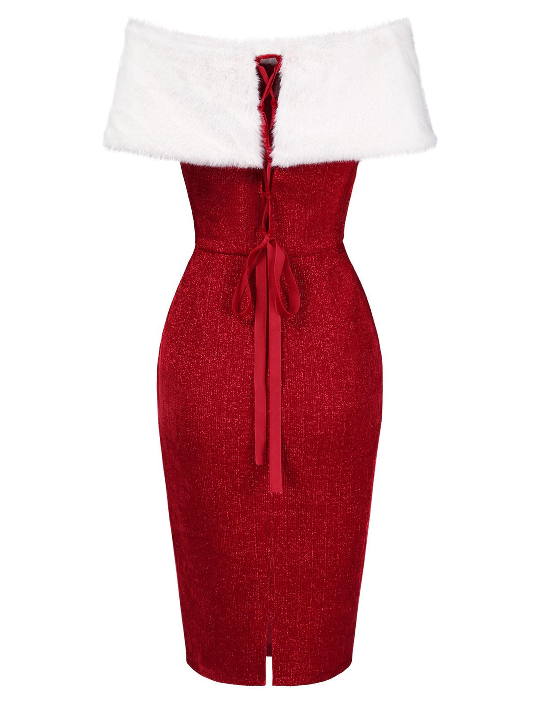 1960s Faux Fur Off-Shoulder Dress — a 1960s silhouette that turns sidewalks into runways