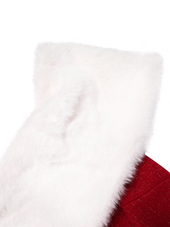 She slips into this 1960s Faux Fur Off-Shoulder Dress and suddenly it&