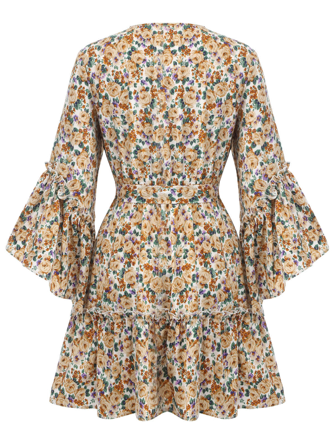 1960s Floral Flared Long Sleeve Dress With Belt, vintage dress, retro fashion, floral print - perfect for women who love vintage and retro fashion