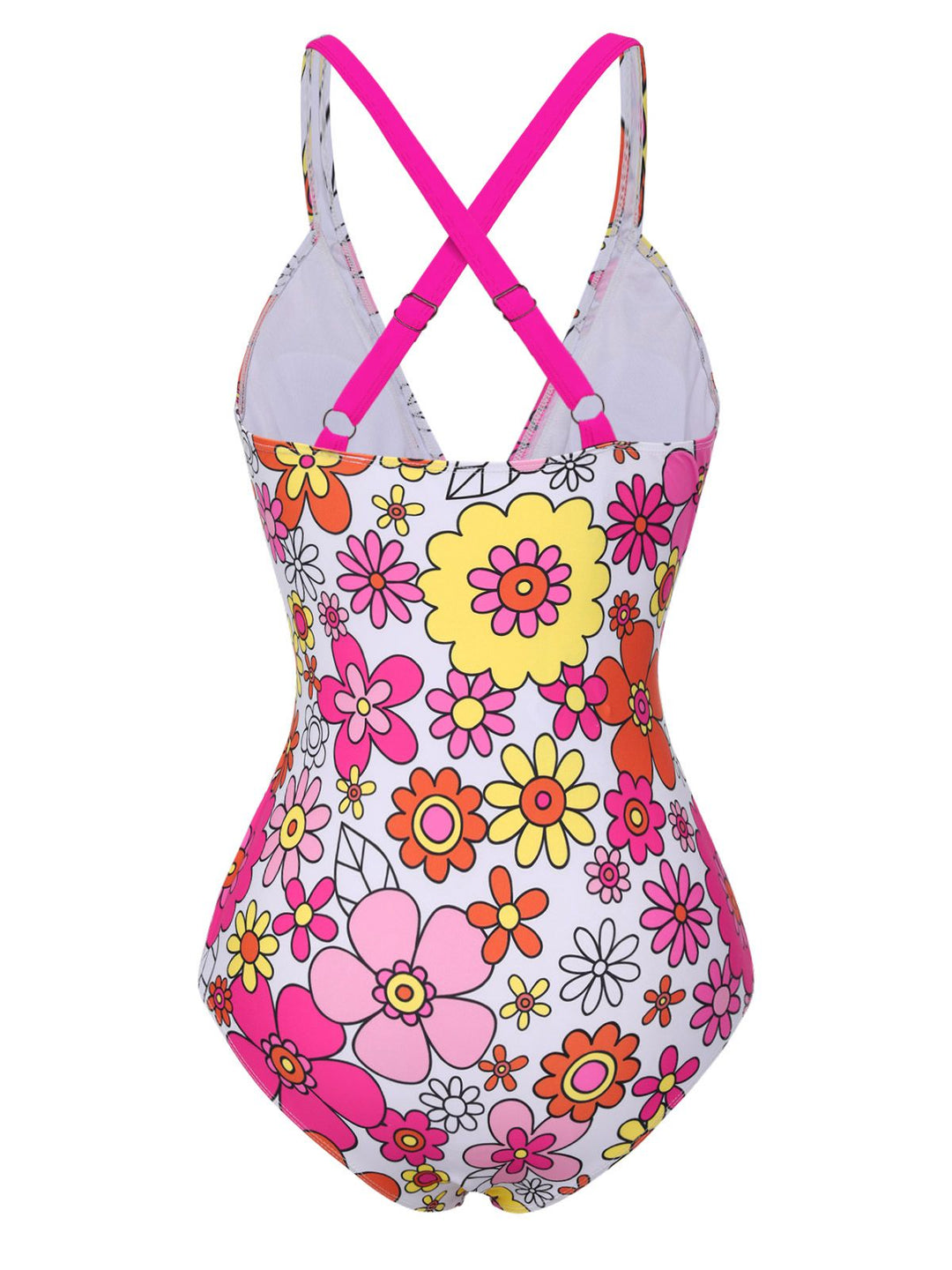 Flowers Back-Cross Strap Belt Swimsuit — because glamour never goes out of style