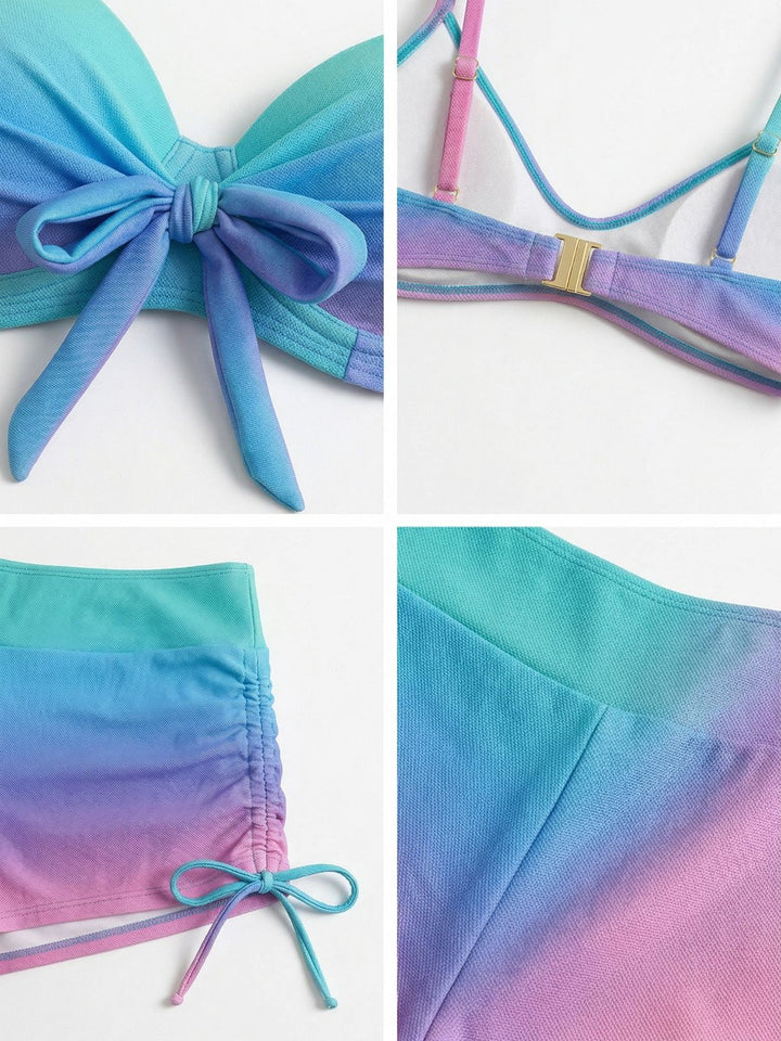 1960s Gradient Lace-Up Trunks Bikini Set - vintage fashion, retro style