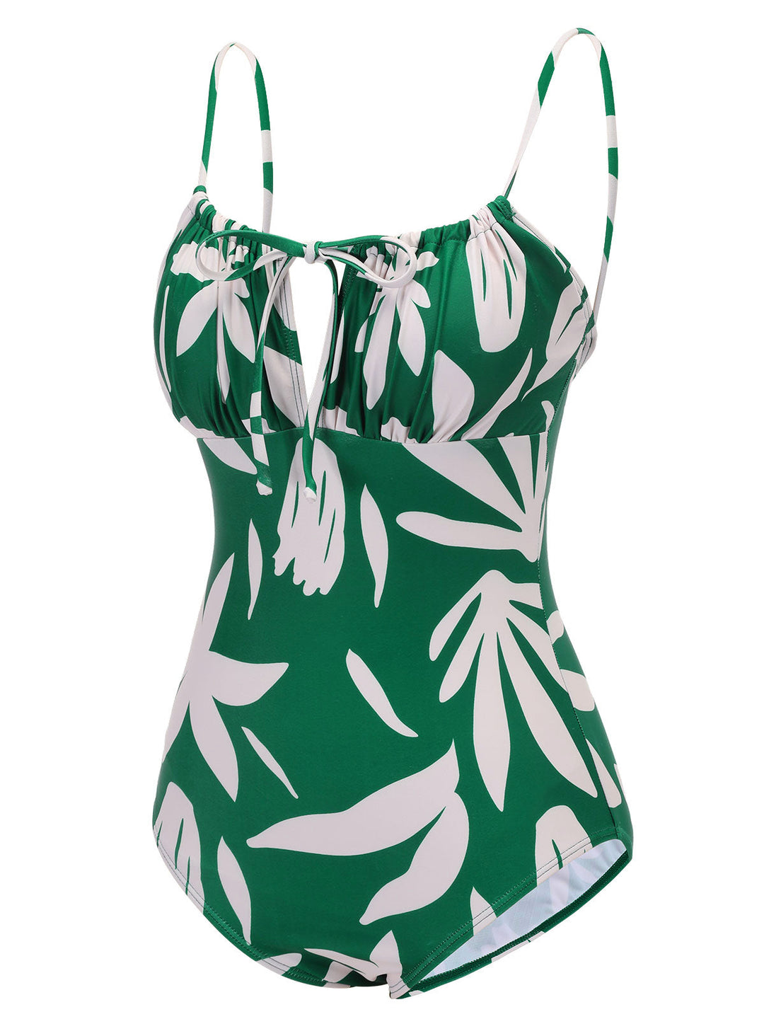 Green Leaf Sleeveless Camisole Strap Swimsuit, vintage swimsuit, swimwear - perfect for women who love vintage and retro fashion