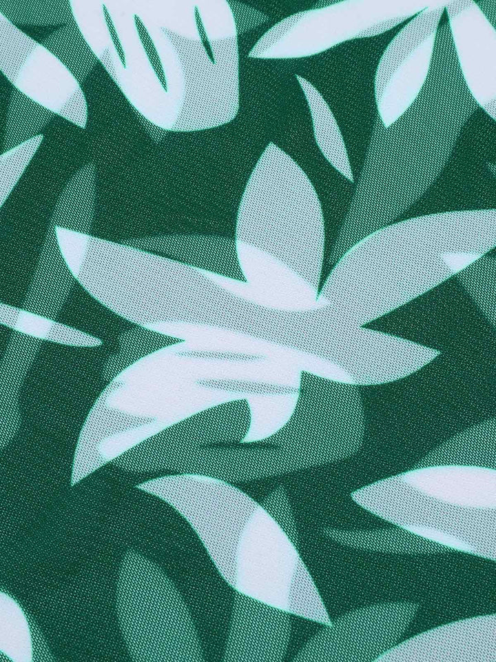 Green Leaf Sleeveless Camisole Strap Swimsuit, vintage swimsuit, swimwear - perfect for women who love vintage and retro fashion