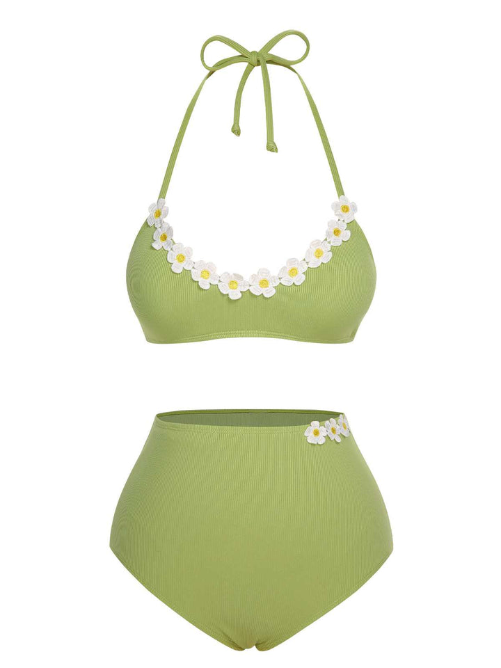 1960s Halter Knit Daisy Swimsuit: 1960s Riviera elegance, reimagined for her