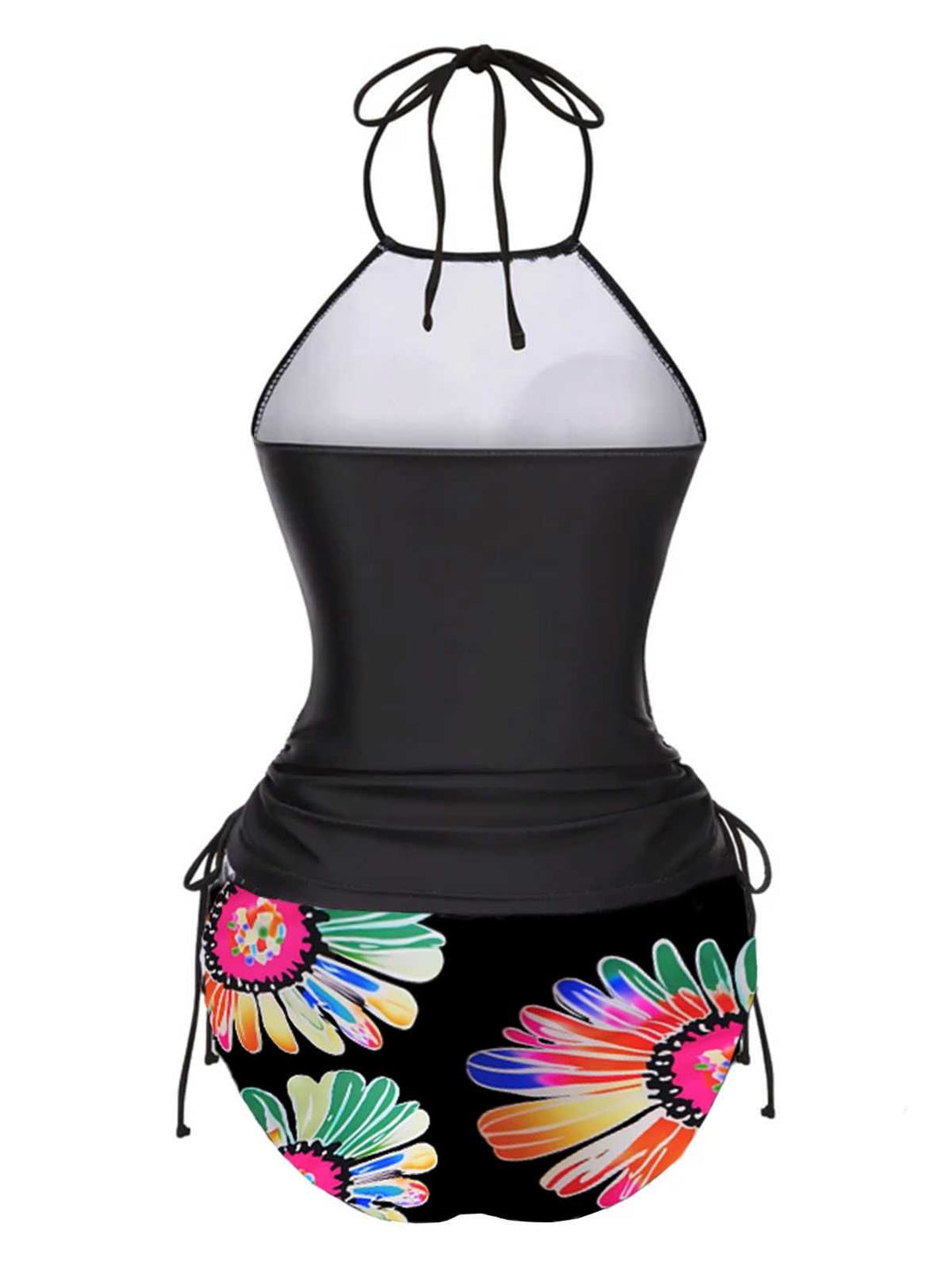 1960s Halter Neon Daisy Lace-Up Tankini Set - vintage fashion, retro style