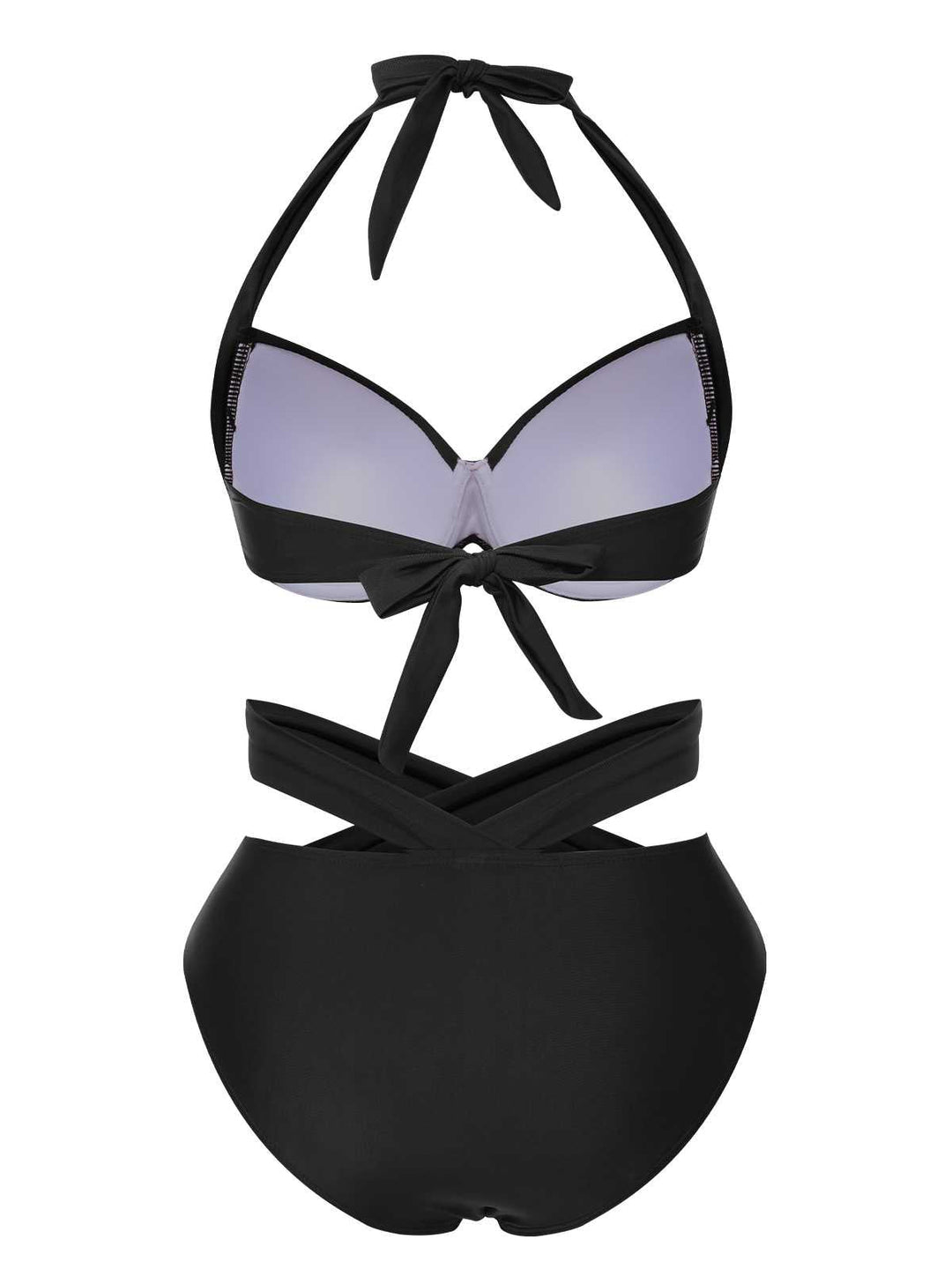 This 1960s Halter Solid Swimsuit carries 1960s vacation dreams in every stitch
