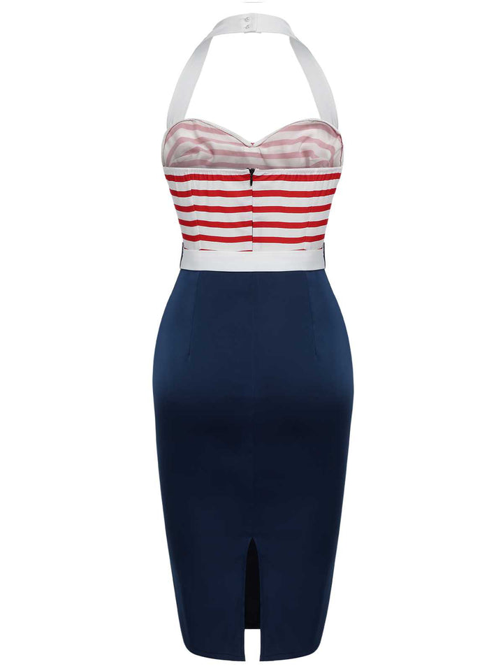 1960s Halter Stripes Bow Belted Dress — the kind of 1960s dress that makes strangers smile