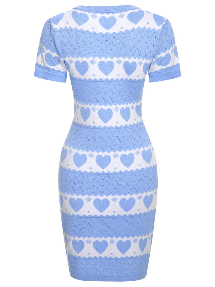 1960s Heart Short Sleeved Knitted Dress — the kind of 1960s dress that makes strangers smile