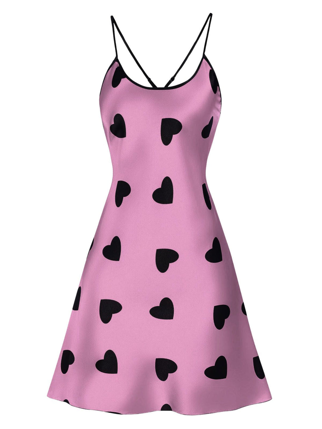 She slips into this Heart Spaghetti Straps Nightgown and suddenly it&