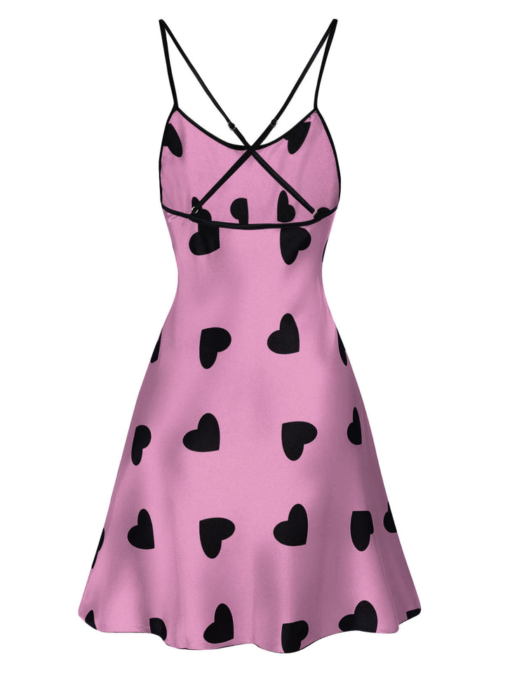 Heart Spaghetti Straps Nightgown, vintage fashion, retro style - perfect for women who love vintage and retro fashion