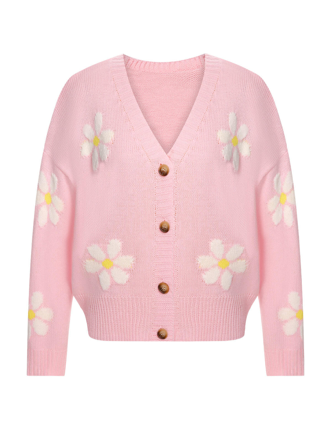 She finds her 1960s story in this 1960s Jacquard Floral Knitted Cardigan