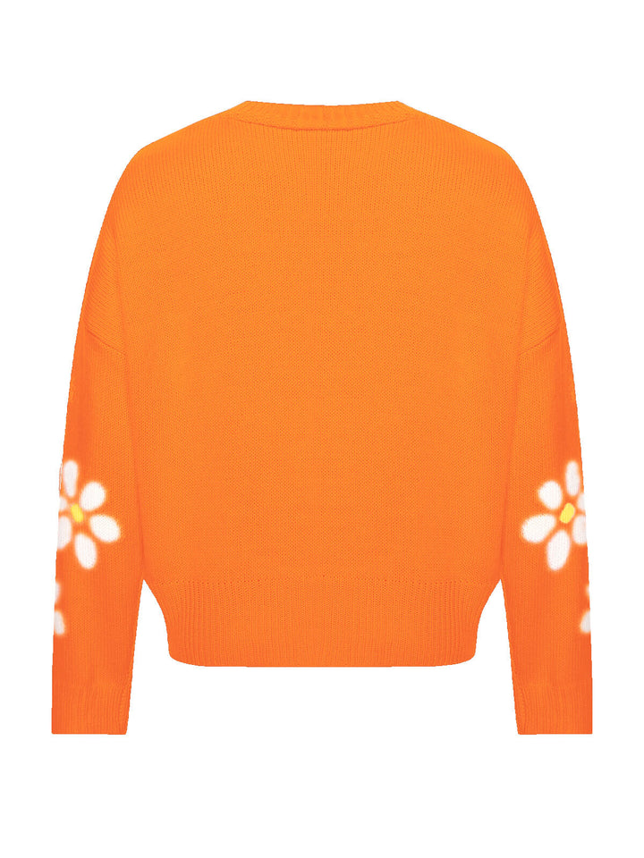 She finds her 1960s story in this 1960s Jacquard Floral Knitted Cardigan