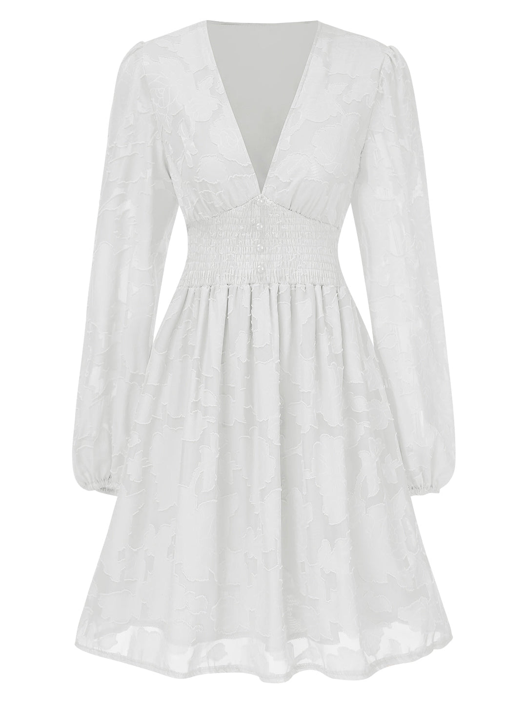 1960s Jaquard Floral Deep V-Neck Skater Dress — a 1960s silhouette that turns sidewalks into runways