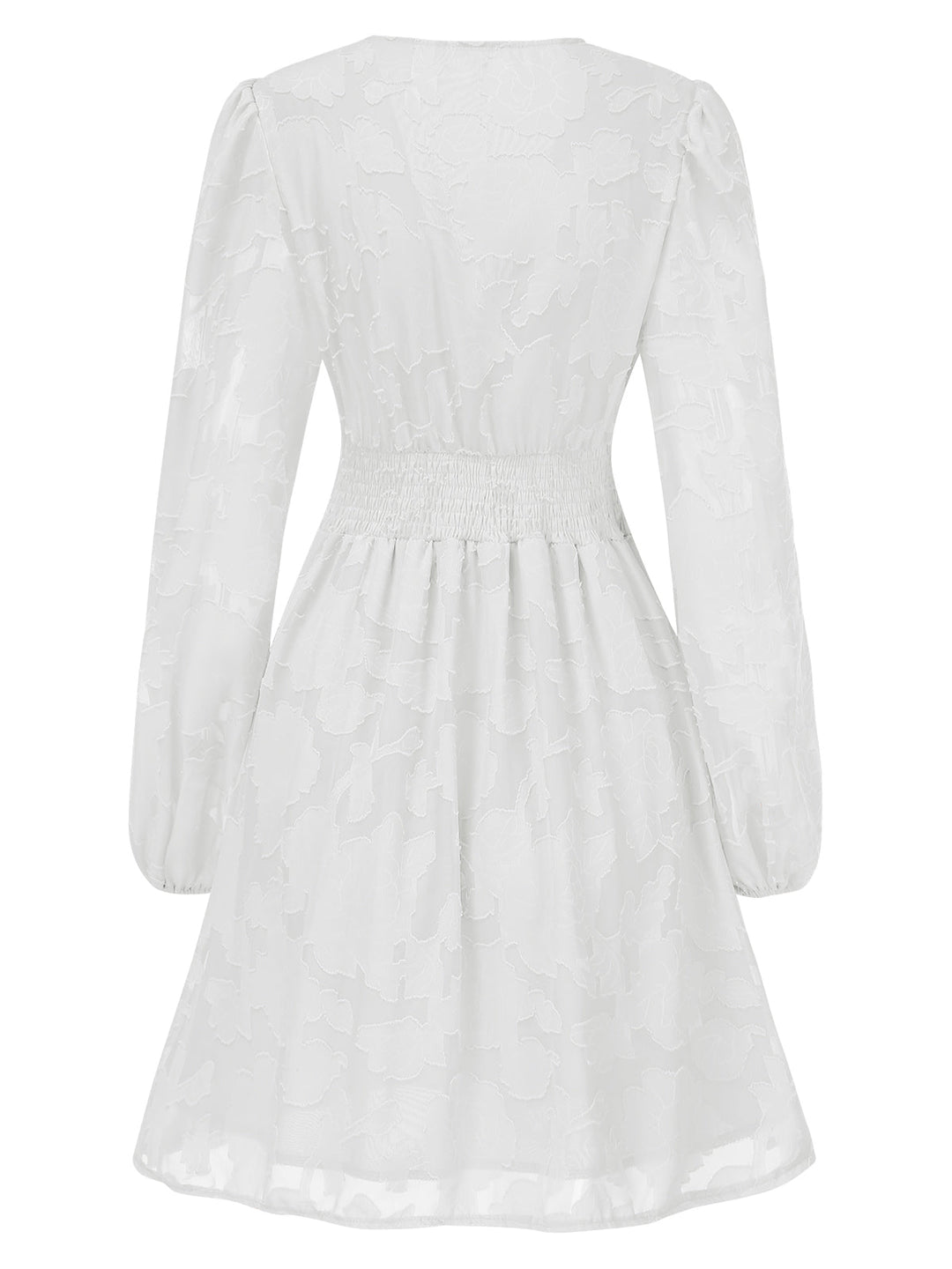 She slips into this 1960s Jaquard Floral Deep V-Neck Skater Dress and suddenly it&