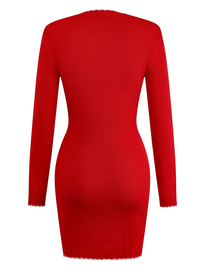 1960s Knit Heart Pattern Long Sleeve Dress - vintage dress, retro fashion