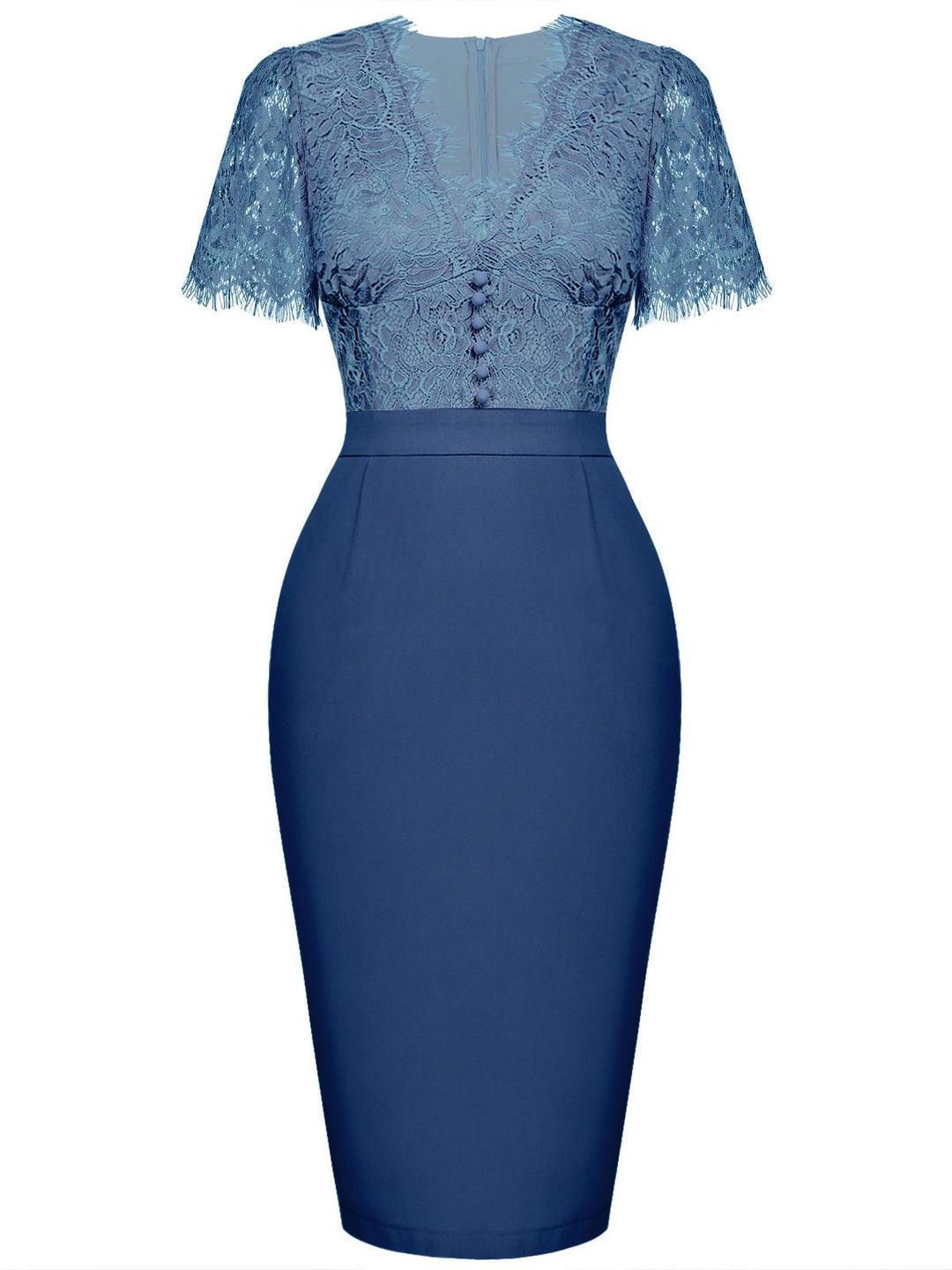 1960s Lace Button Solid Pencil Dress: timeless style reimagined